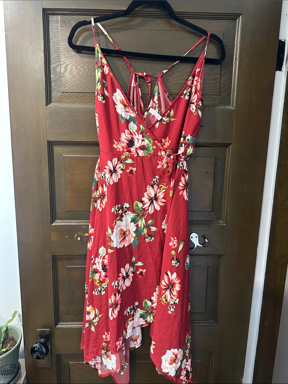Red Floral Wrap Sundress